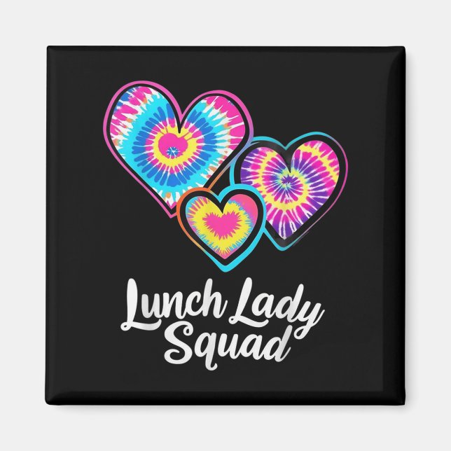 Aimant Déjeuner Lady Squad Tie Dye Hearts Cafétéria Perso (Devant)