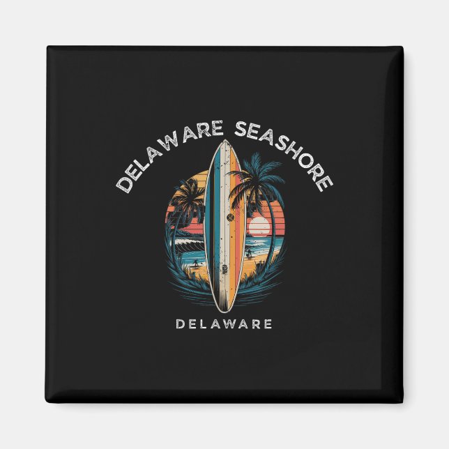Aimant Delaware Seashore Delaware Hommes Femmes Surfant  (Devant)