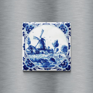 Aimant Delft Blue Farm and Windmill Painting