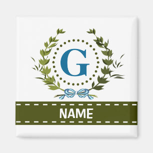 Aimant Délicat Ivy Wreath and Bow Name avec Monogramme G