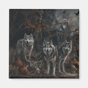 Aimant Délice de nuit d'Halloween pour malamute d'Alaska