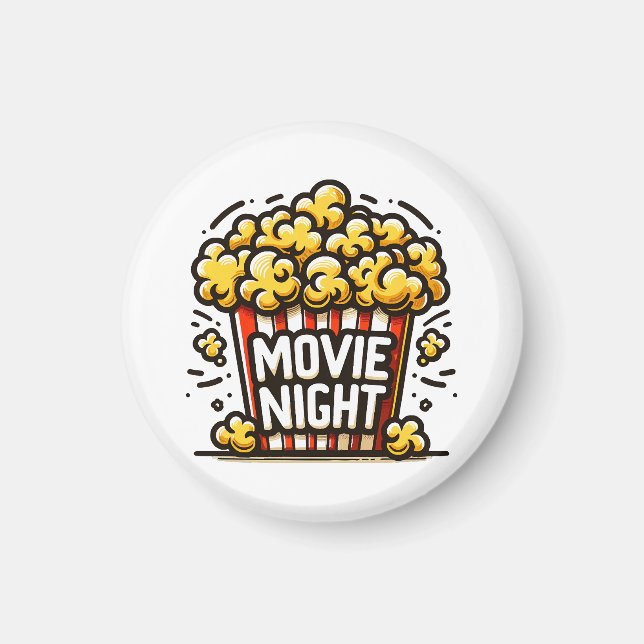 Aimant Délice de soirée cinéma Popcorn ludique (Devant)