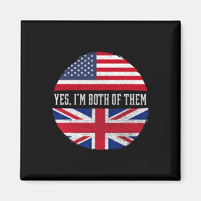 Aimant Demi-américain Demi-britannique Drapeau États-Unis (Devant)