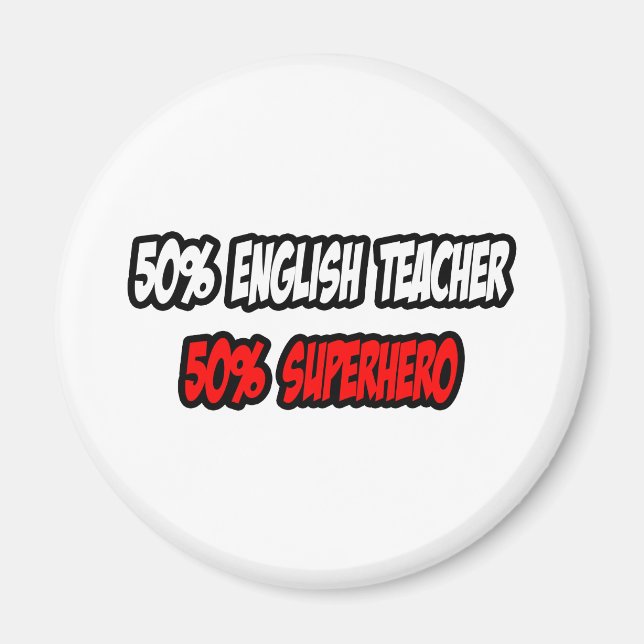 Aimant Demi-professeur d'anglais...Demi-super-héros (Devant)