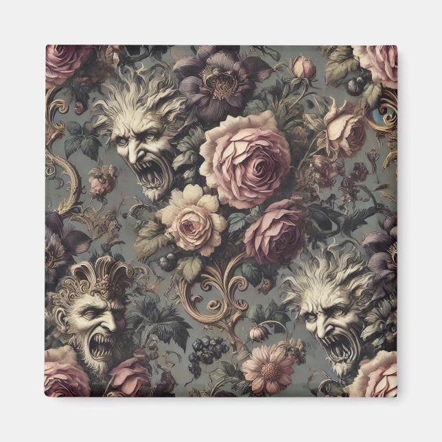 Aimant Démons de la délinquance - Design floral gothique (Devant)