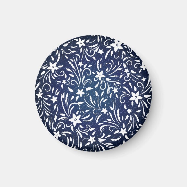 Aimant Denim Blooms : Floral Pattern Arrière - plan (Devant)