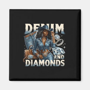 Aimant Denim Et Diamants Melanin Africain Swag Cowgirls W