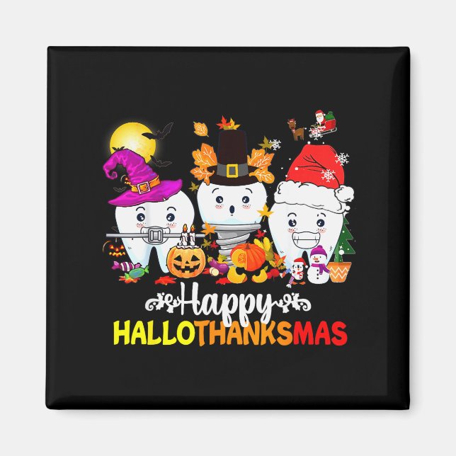 Aimant Dental Halloween Thanksgiving Christmas Happy Hall (Devant)