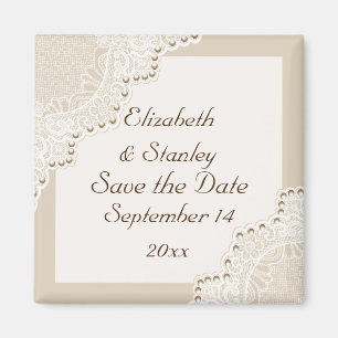 Aimant Dentelle blanche avec mariage perles Enregistrer l