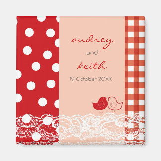 Aimant Dentelle du album Red & Pink mignonne Birds Enregi