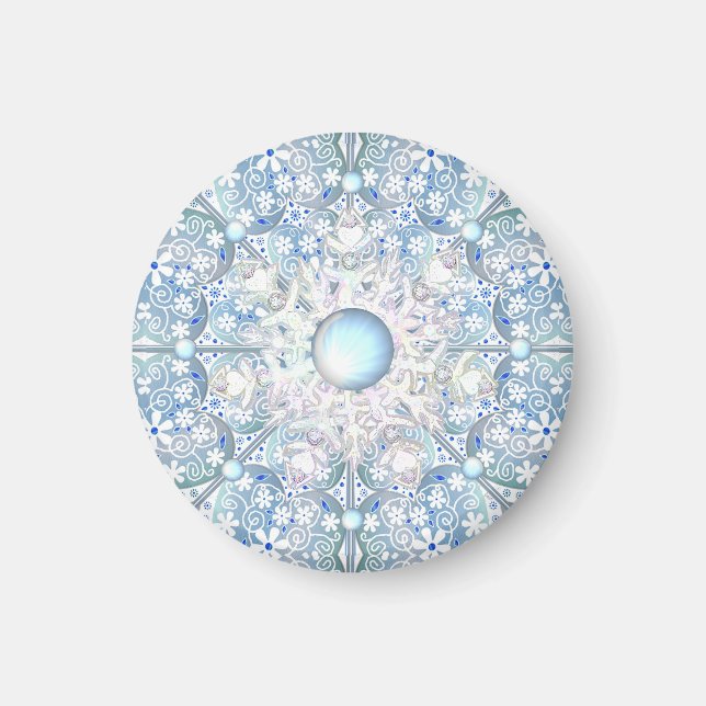Aimant dentelle en céramique bleu clair & flocon de neige (Devant)