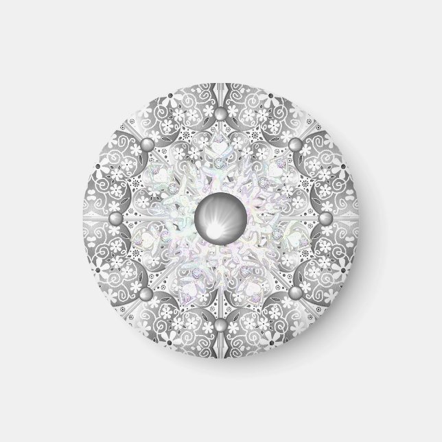 Aimant dentelle en céramique Gris et flocon de neige (Devant)