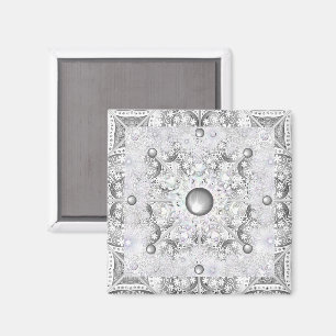 Aimant Dentelle en céramique Gris et flocon de neige