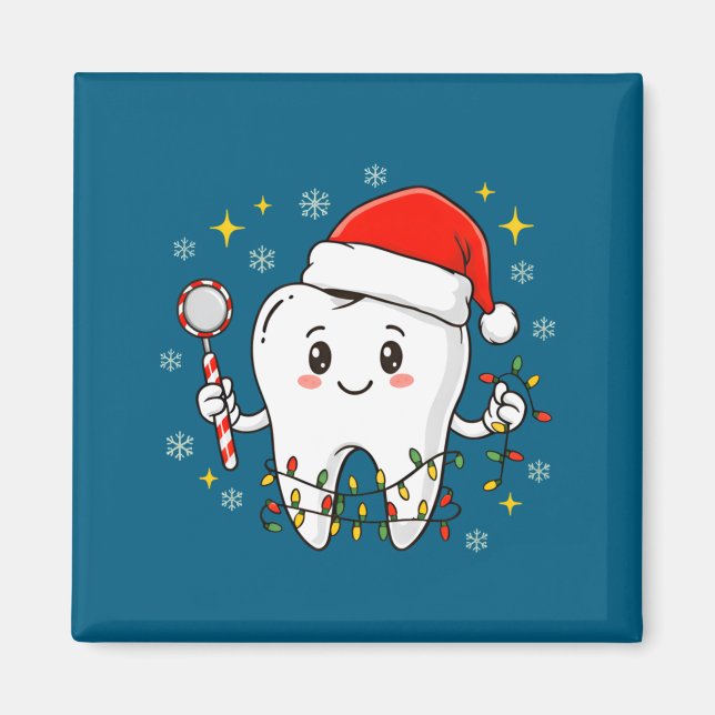 Aimant Dentist Christmas Teeth Xmas Lights Funny Dental S (Devant)