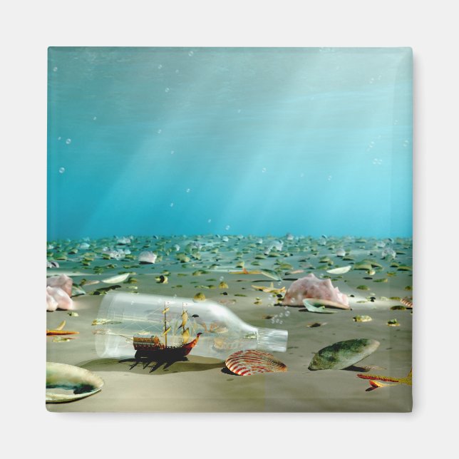 Aimant d'épave d'expédition en bouteille (Devant)