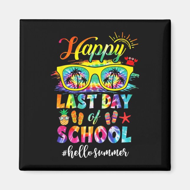 Aimant Dernier Jour D'École Bonjour L'Été Enseignant Élèv (Devant)