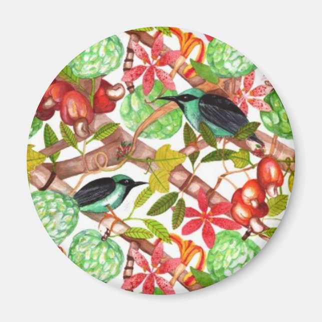 Aimant des oiseaux tropicaux et des fruits (Devant)