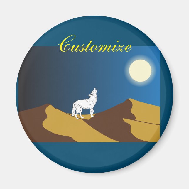 Aimant Desert Coyote Howling Pleine lune Thunder_Cove (Devant)