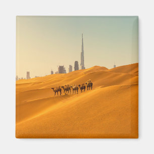 Aimant Deserts Dubai's Skyline View with Camels