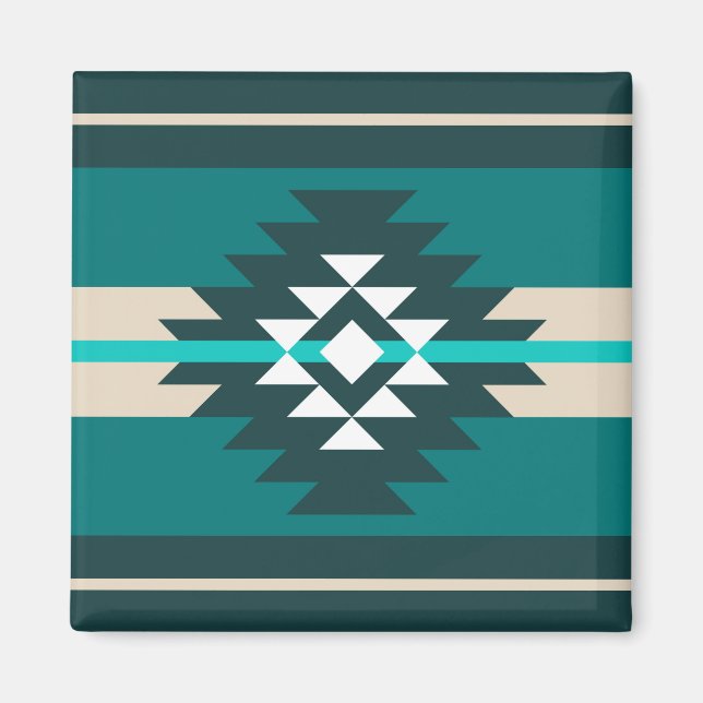 Aimant Design aztèque en couleur turquoise (Devant)