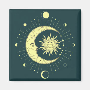 Aimant Design céleste du soleil et de la lune avec phases