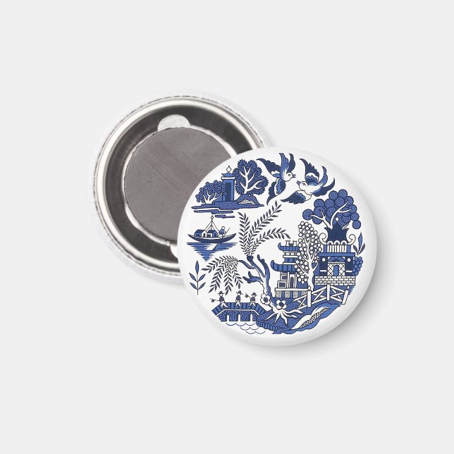 Aimant Design classique de saule bleu (Recto/Verso)