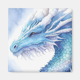 Aimant Design d'aquarelle de dragon de glace bleu
