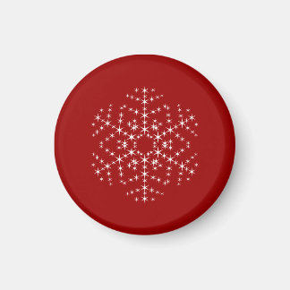 Aimant Design de flocon de neige en rouge foncé et blanc.