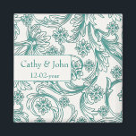 Aimant Design de mariage turquoise et blanc de printemps<br><div class="desc">Fleurs florales turquoises et blanches Design de mariage printanier</div>