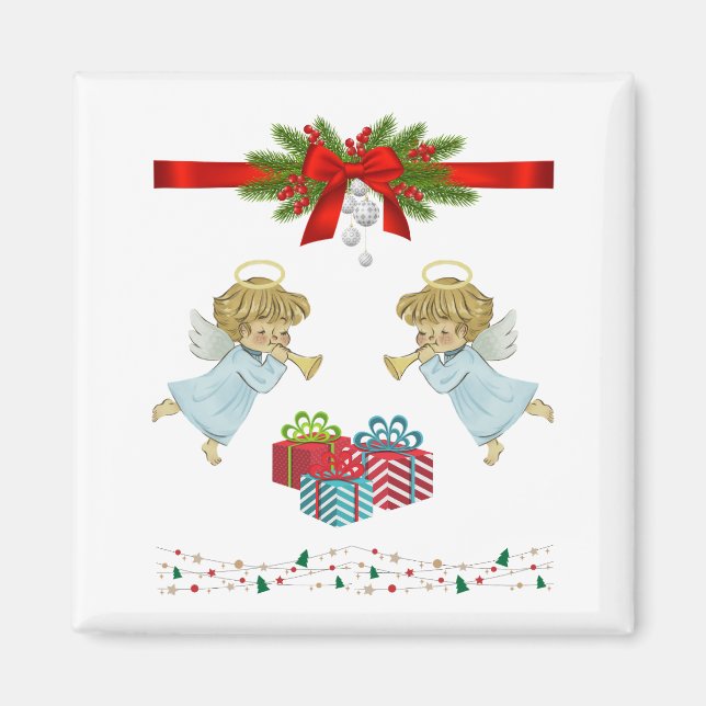Aimant Design de Noël avec anges (Devant)