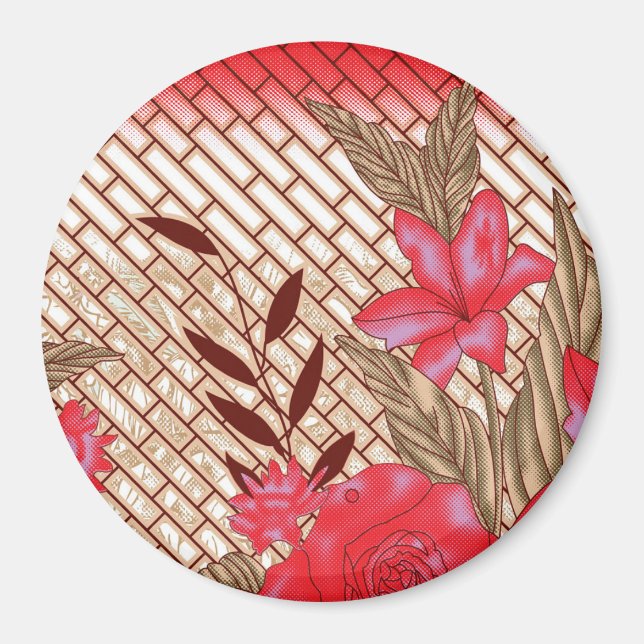 Aimant Design de tissu complexe avec motifs floraux (Devant)