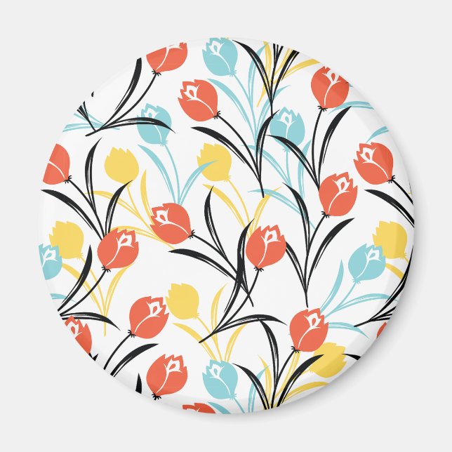 Aimant Design floral Motif de Tulipe en blanc (Devant)