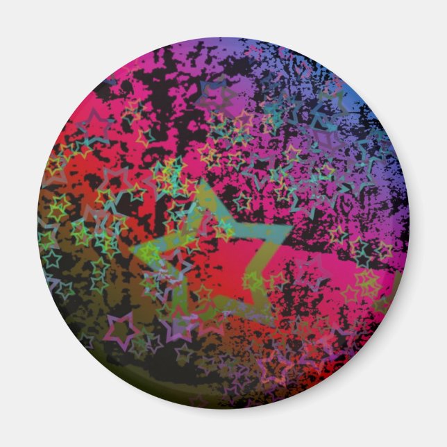 Aimant Design Grungy Star coloré personnalisable (Devant)