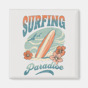 Aimant Design rétro du Surfing Paradise