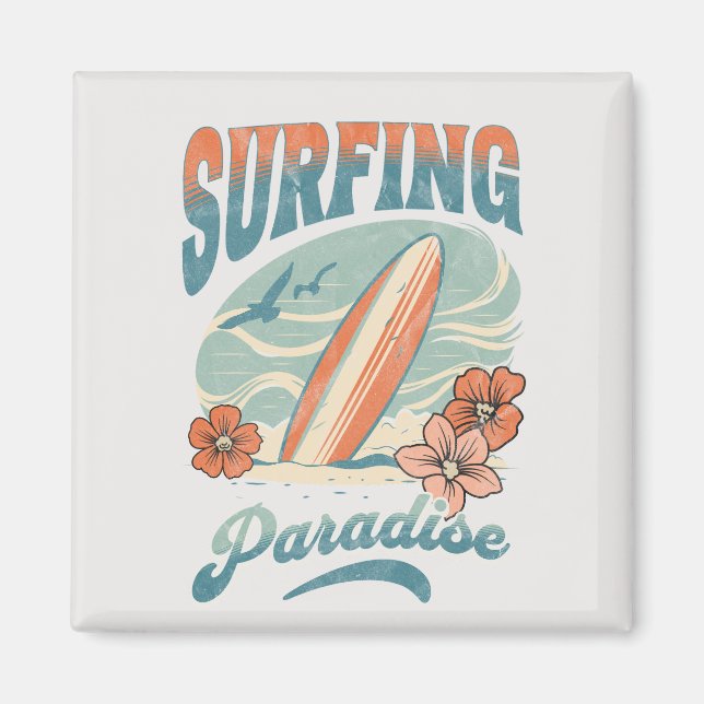 Aimant Design rétro du Surfing Paradise (Devant)