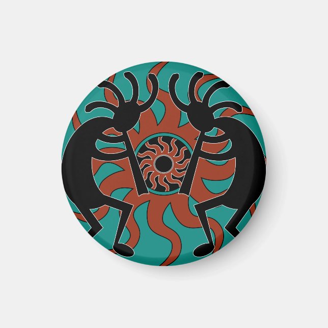Aimant Design sud-ouest Turquoise Kokopelli (Devant)