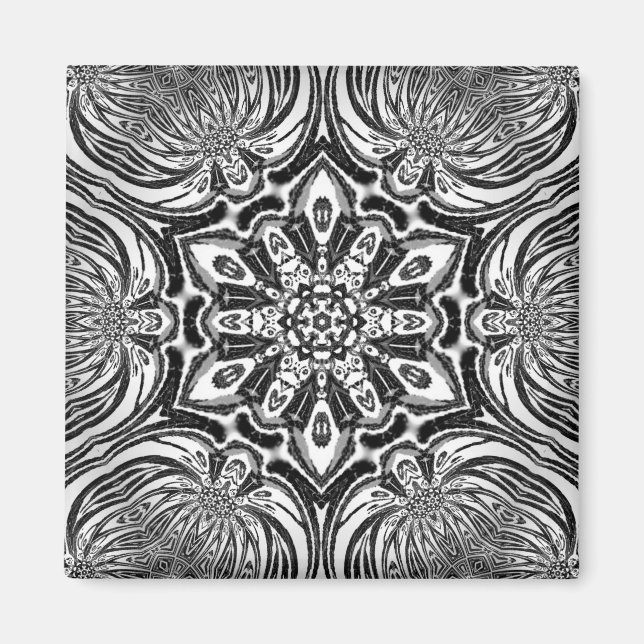 Aimant design unique belle fleur mandala (Devant)