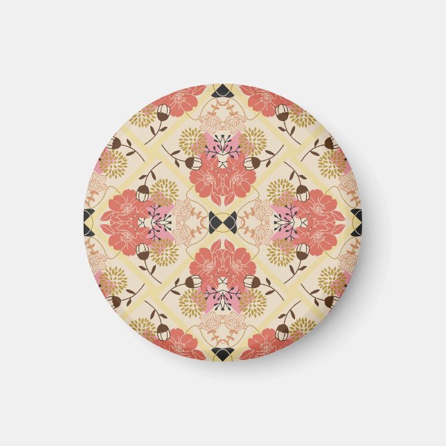 Aimant Design vintage fleuri et transparent pour motif. (Devant)