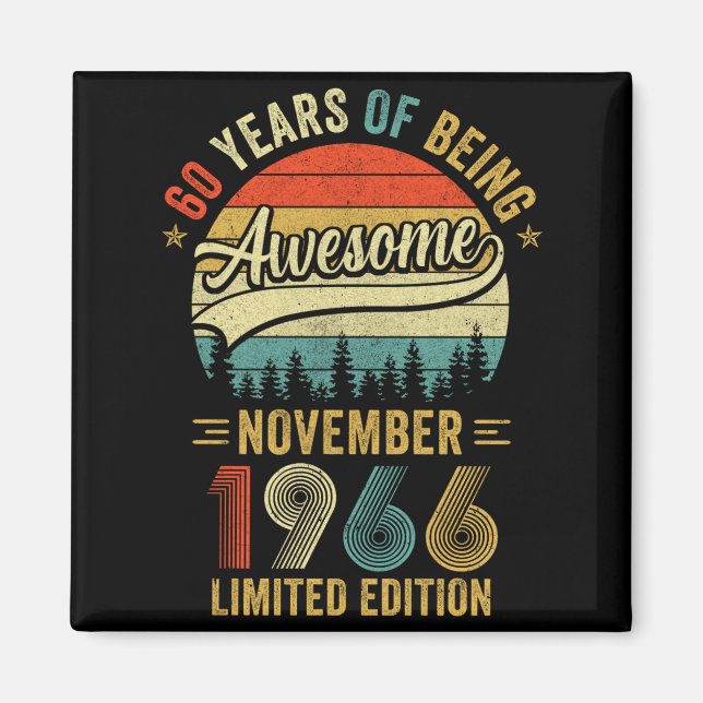 Aimant Design Vintage Novembre 1966 60 Ans (Devant)