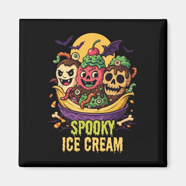 Aimant Dessert de crème glacée éffrayante Halloween Desig (Devant)