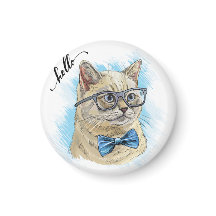 Dessin à la main drôle chat britannique en lunette