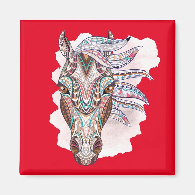 Aimant Dessin Abstrait d'un cheval (Devant)