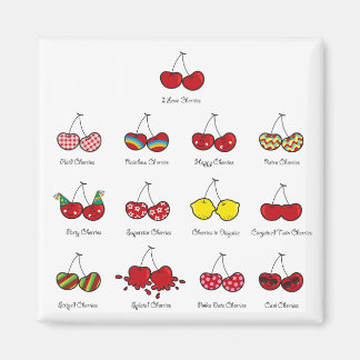 Aimant Dessin amusant Comique drôle Cheeky Red Cherries C