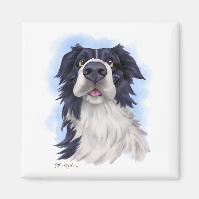 Aimant Dessin animé amusant de Border Collie  (Devant)