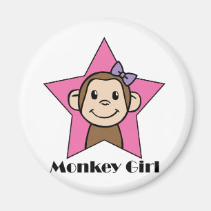 Aimant Dessin animé Clip Art Sourire Singe Fille Rose Éto