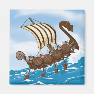 Aimant Dessin animé de bateau viking