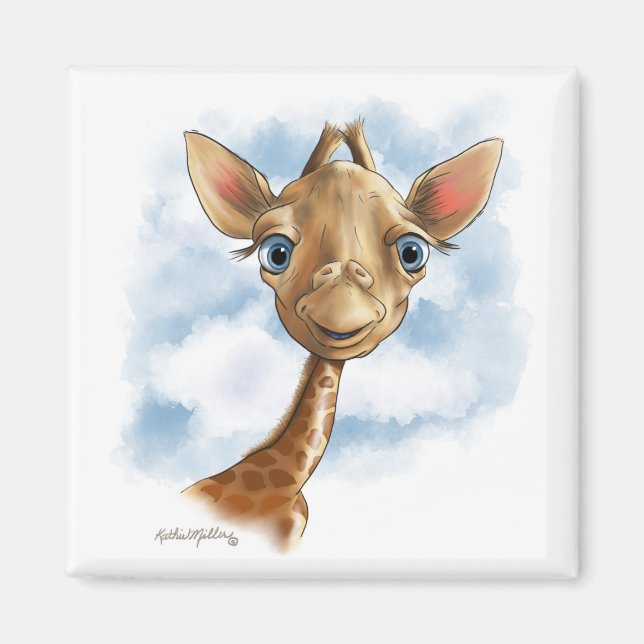 Aimant Dessin animé de bébé girafe mignon	 (Devant)