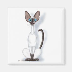 Aimant Dessin animé de chat siamois grand et excentrique