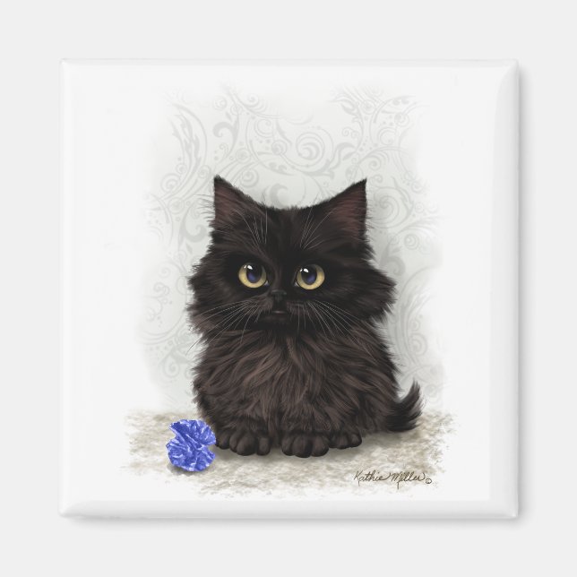 Aimant Dessin animé de chaton noir (Devant)