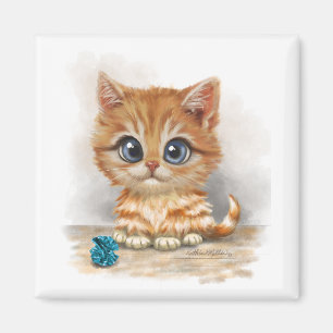 Aimant Dessin animé de chaton orange